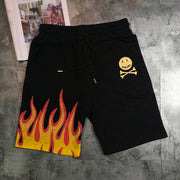 Flame retro print sports casual shorts