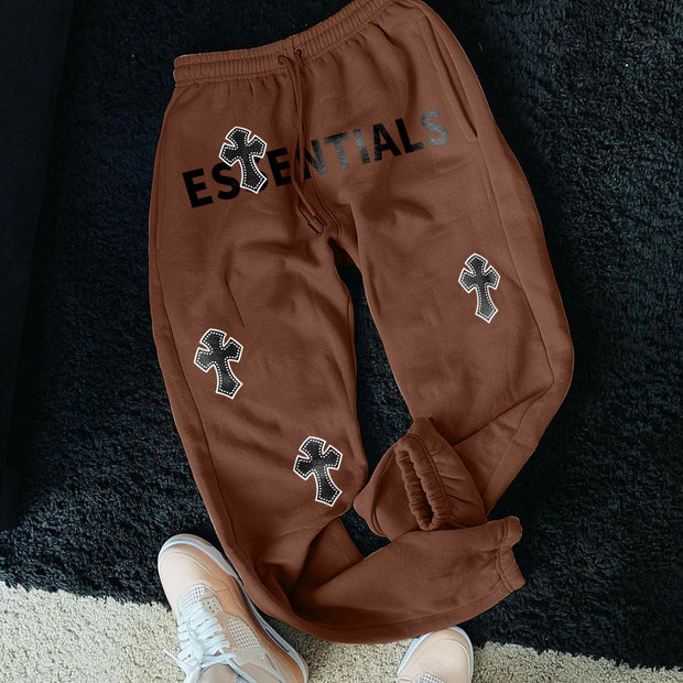 Street casual fashion personality letter cross pattern trousers