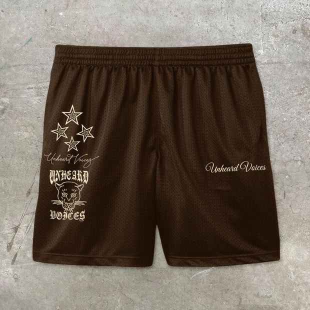 Personalized printed mesh track shorts
