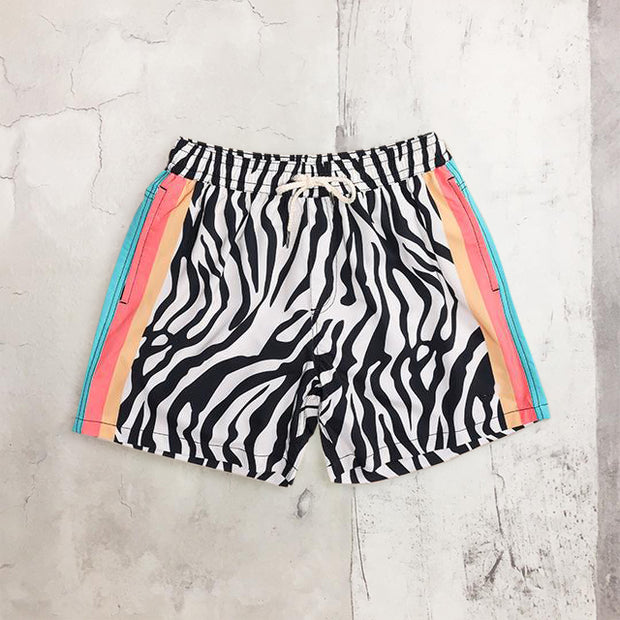 Personalized casual zebra print swimming trunks