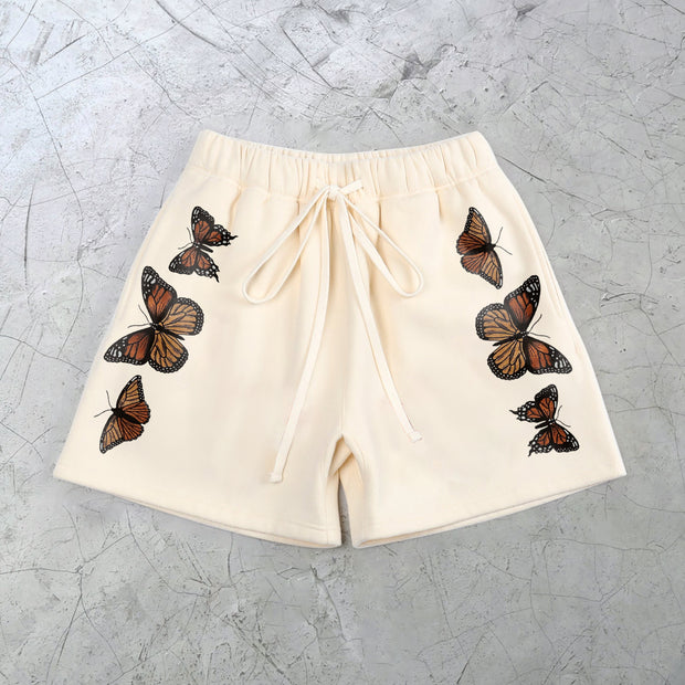 Retro Street Fashion Butterfly Pattern Casual Shorts