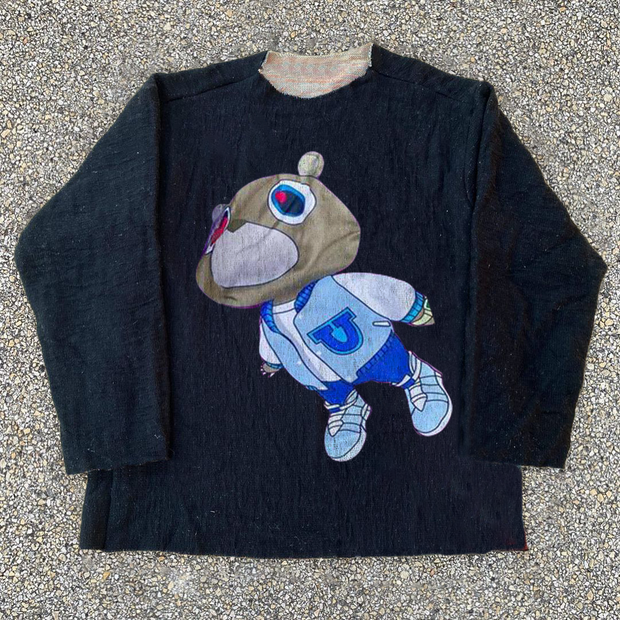 Personalized retro bear print sweatshirt