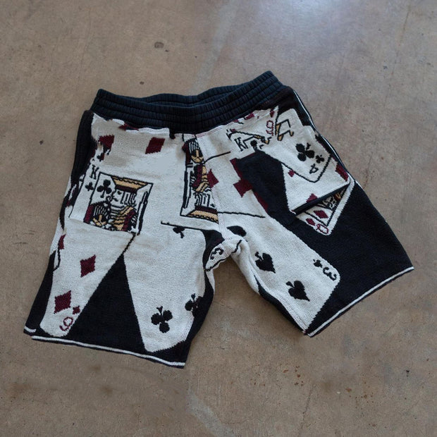 Personalized stitched retro playing card printing shorts