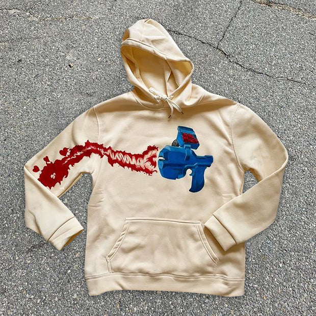 Personalized street trend flame gun hooded sweatshirt