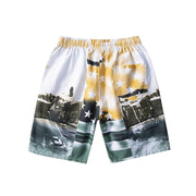 Casual flag print shorts beach pants men's