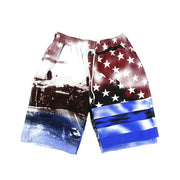 Casual flag print shorts beach pants men's