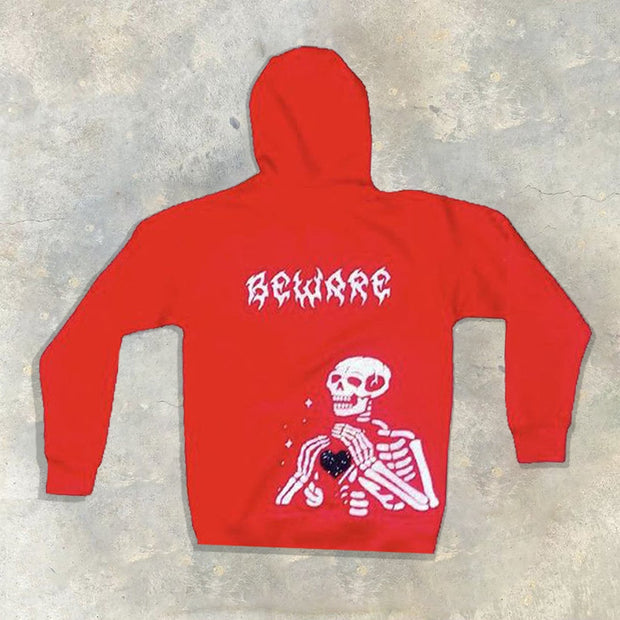 Street style personalized skull print hoodie