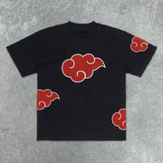Trendy retro cloud print street T-shirt