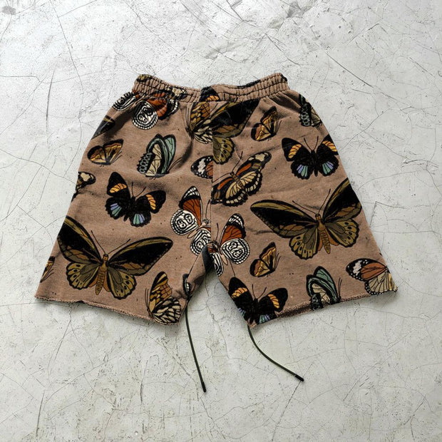 Duplex butterfly print street shorts