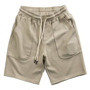 Knit Loose Cropped Pants Drawstring Large Pocket Athleisure Shorts