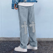 Cross Patch Hip Hop Jeans Straight Loose Trousers
