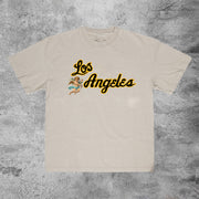 Trendy street Los Angeles print short-sleeved T-shirt