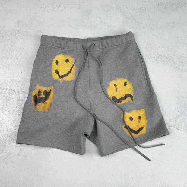 Casual smiley print street shorts
