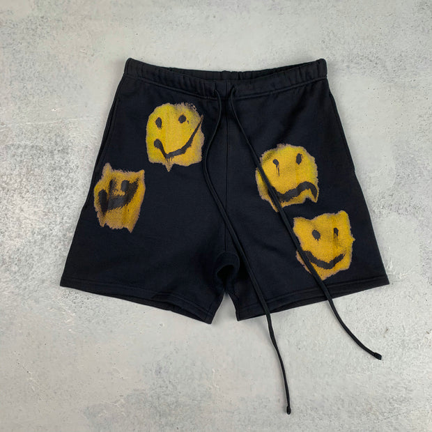 Casual smiley print street shorts