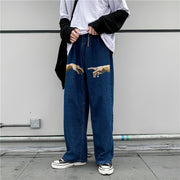 Retro street style print fashion trousers jeans