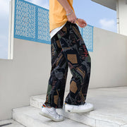 Graffiti print loose wide-leg retro fried street casual pants