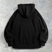 Skull trendy print fleece hoodie