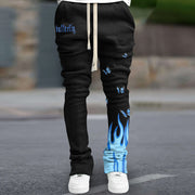 Trendy Flame Butterfly Print Slim Hip Hop Flared Pants