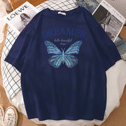 Casual loose butterfly print T-shirt