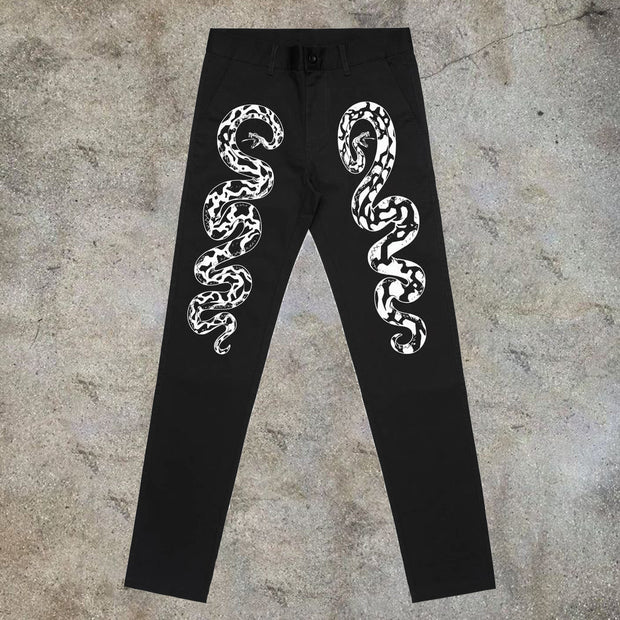 Casual style illustration snake print fashion jeans