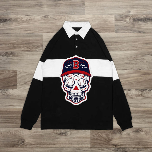 Baseball skull casual street sports sweatshirt