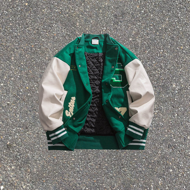 Embroidered casual street home lovers baseball jacket