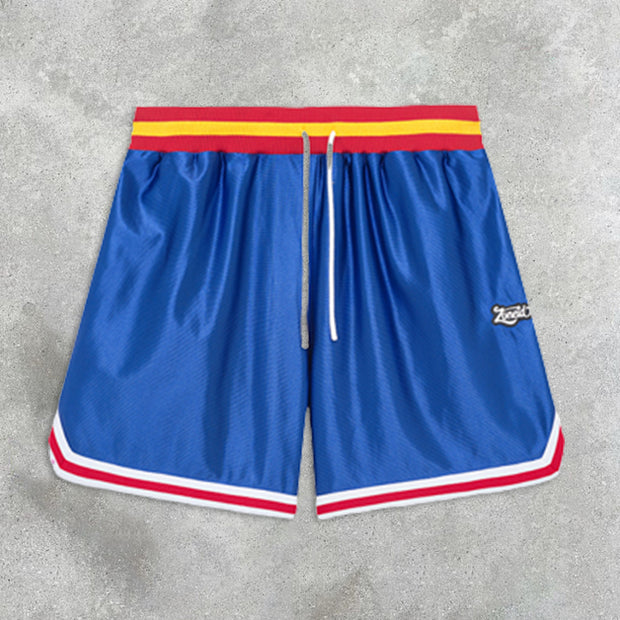 Graphic Print Colorblock Basketball Shorts