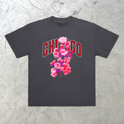 Vintage Fashion Flower Short Sleeve T-Shirt