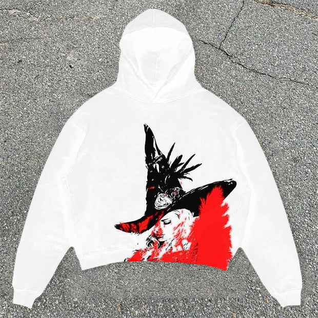 Street fashion witch print graffiti sweatshirt