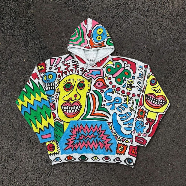 Funny cartoon graffiti printed sweater
