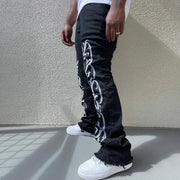 Trendy retro hip hop street loose edge jeans
