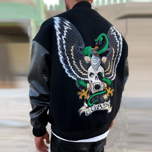 Skull flying eagle pattern street shooting baseball uniform jacket jacket