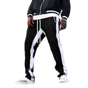 Multi-pocket zipper contrast stitching sports trousers