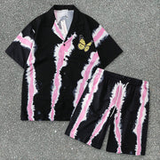 Shirt Print Butterfly Loose Short Sleeve Shirt Set