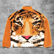 Casual trendy tiger lamb velvet long-sleeved jacket