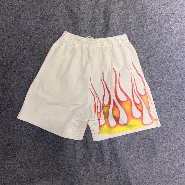 Flame smile casual sports shorts