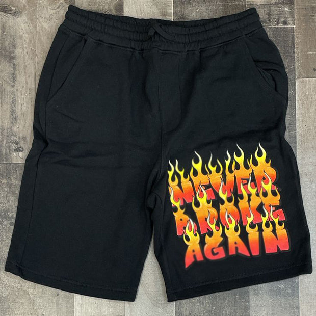 Personalized flame print retro sports shorts