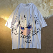 Rebellious girl Japanese two-dimensional print short-sleeved T-shirt
