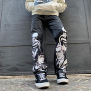 Fashionable Skull Print Street Pants Jeans