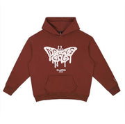 Men's retro brown butterfly element loose casual hooded sweater