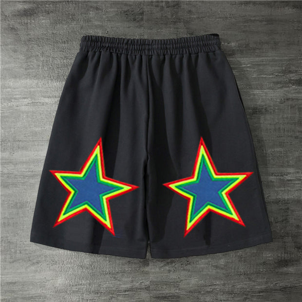 Five-pointed star print trendy street shorts
