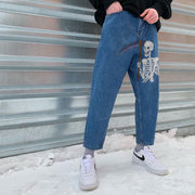 Fashion street style loose-fit denim trousers