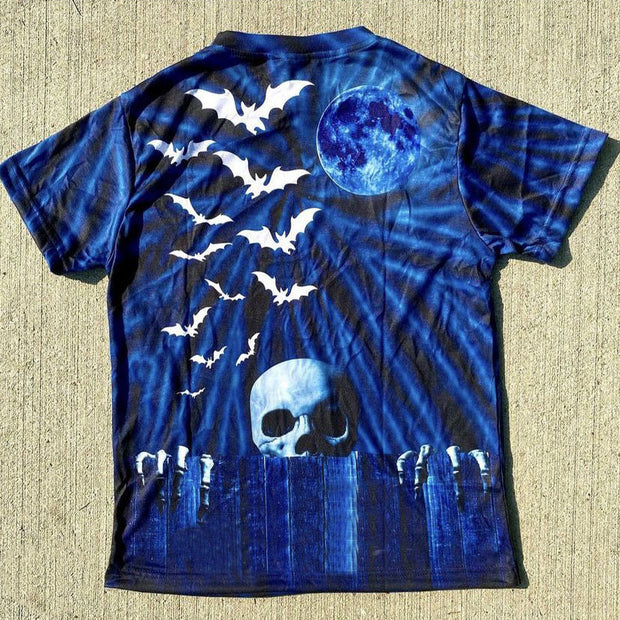 Statement street style skull print short sleeve t-shirt
