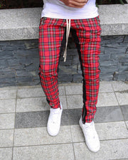 Plaid color matching fashion all-match sports and leisure trend trousers