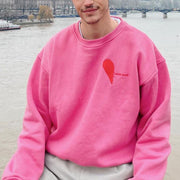 Half-sided love fashion printed loose sweatshirt