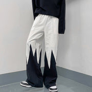 High street contrast color stitching hip hop high sense of color matching wide-leg pants