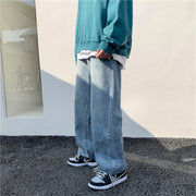 Straight all-match denim cropped trousers loose casual wide-leg pants