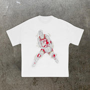 Retro Fashion Basketball Print T-Shirt