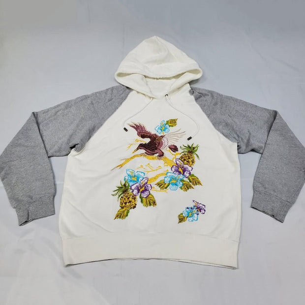 Contrasting color casual embroidery fashion long-sleeved hoodie