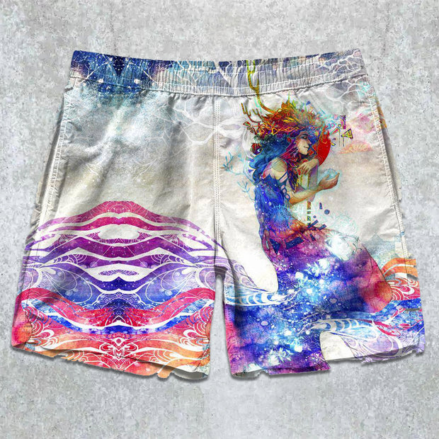 Casual Street Gradient Wave Print Shorts